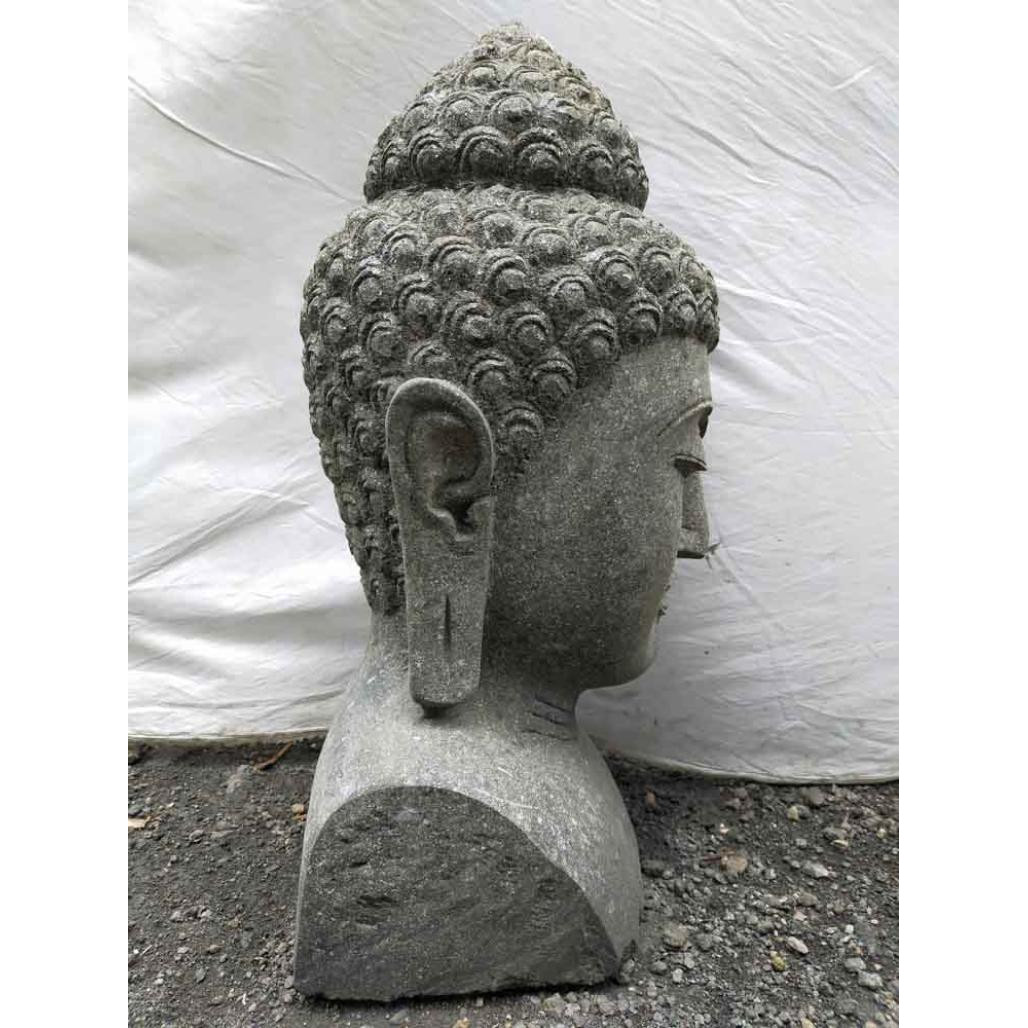 Statue extérieur zen buste de bouddha en pierre volcanique 70 cm Statue extérieur zen buste de bouddha en pierre volcanique 70 cm