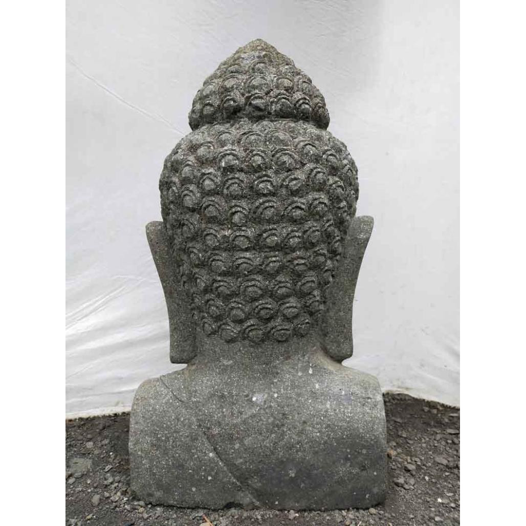 Statue extérieur zen buste de bouddha en pierre volcanique 70 cm Statue extérieur zen buste de bouddha en pierre volcanique 70 cm