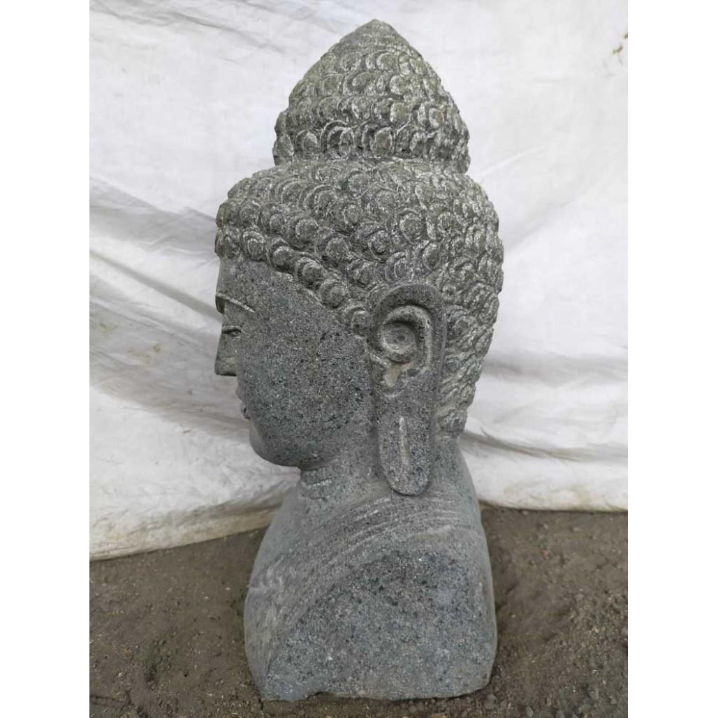 Statue extérieur zen buste de bouddha en pierre volcanique 70 cm Statue extérieur zen buste de bouddha en pierre volcanique 70 cm