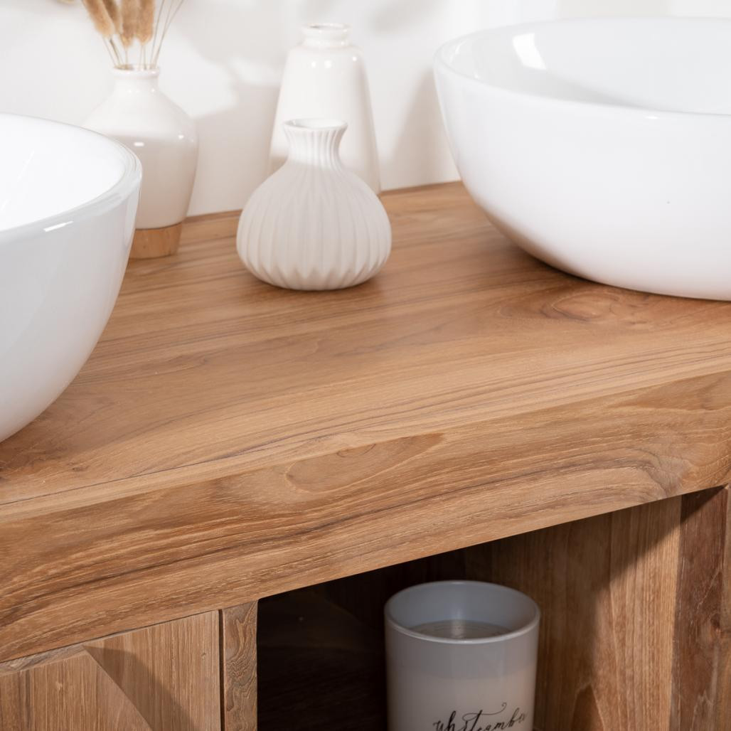 Meuble de salle de bain en teck Rétro 120cm Meuble de salle de bain en teck Rétro 120cm