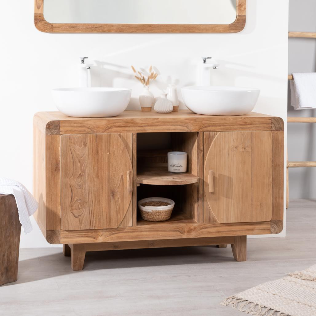 Meuble de salle de bain en teck Rétro 120cm Meuble de salle de bain en teck Rétro 120cm