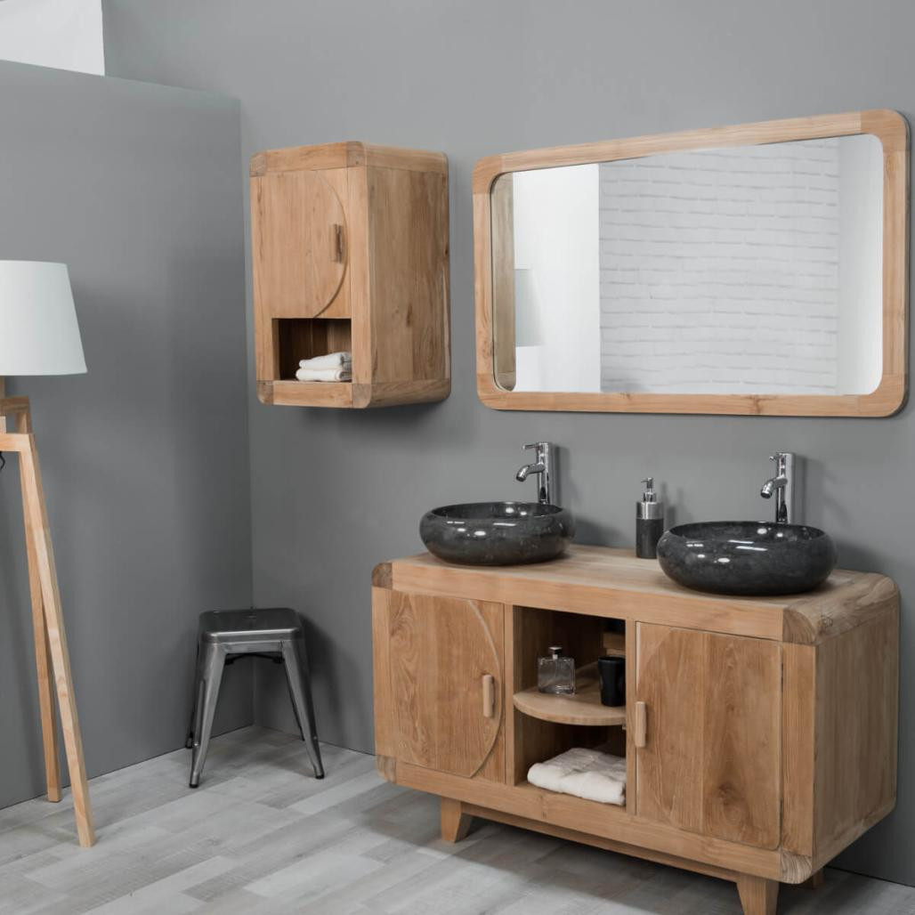 Meuble de salle de bain armoire de toilette en teck Rétro 44cm Meuble de salle de bain armoire de toilette en teck Rétro 44cm