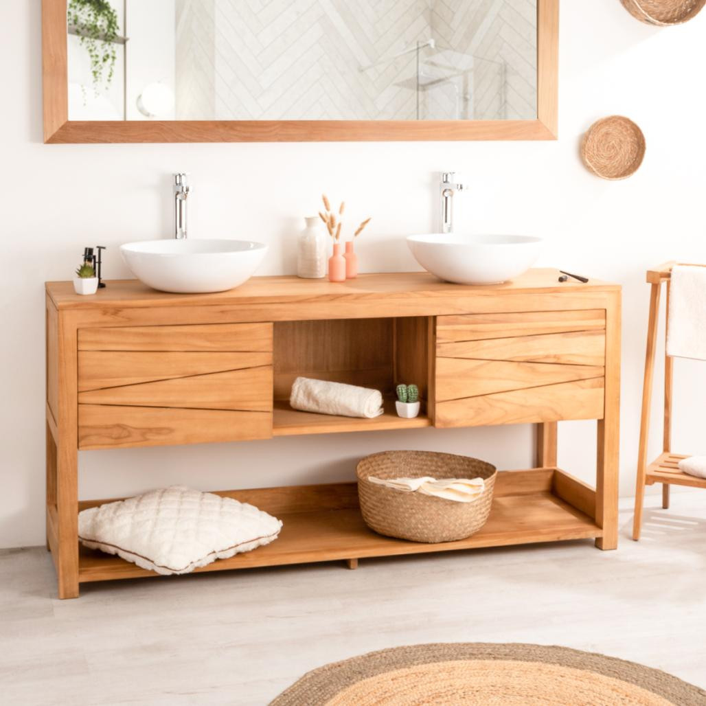 Meuble sous vasque de salle de bain en teck Cosy 160cm Meuble sous vasque de salle de bain en teck Cosy 160cm