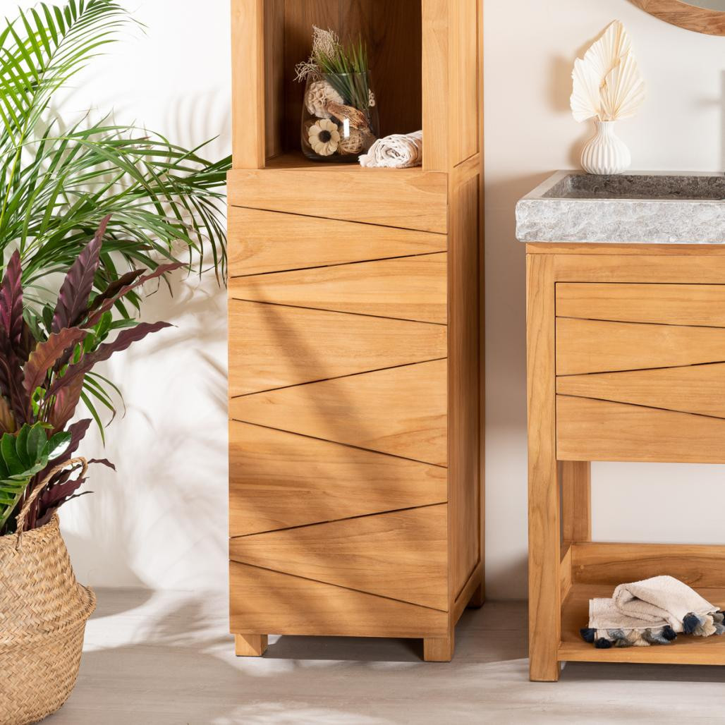 Colonne salle de bain en teck massif Harmonie 190cm