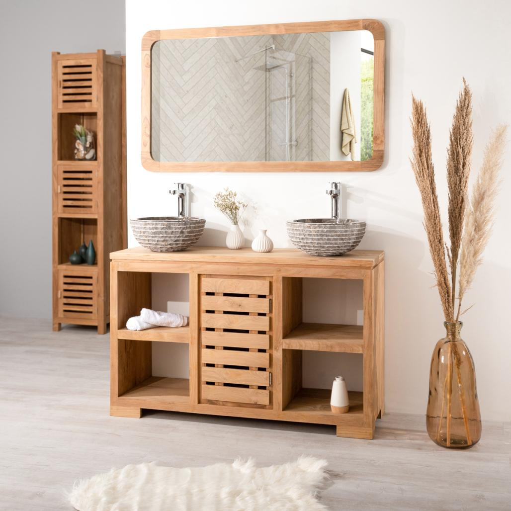 Meuble salle de bain en teck massif 120 cm