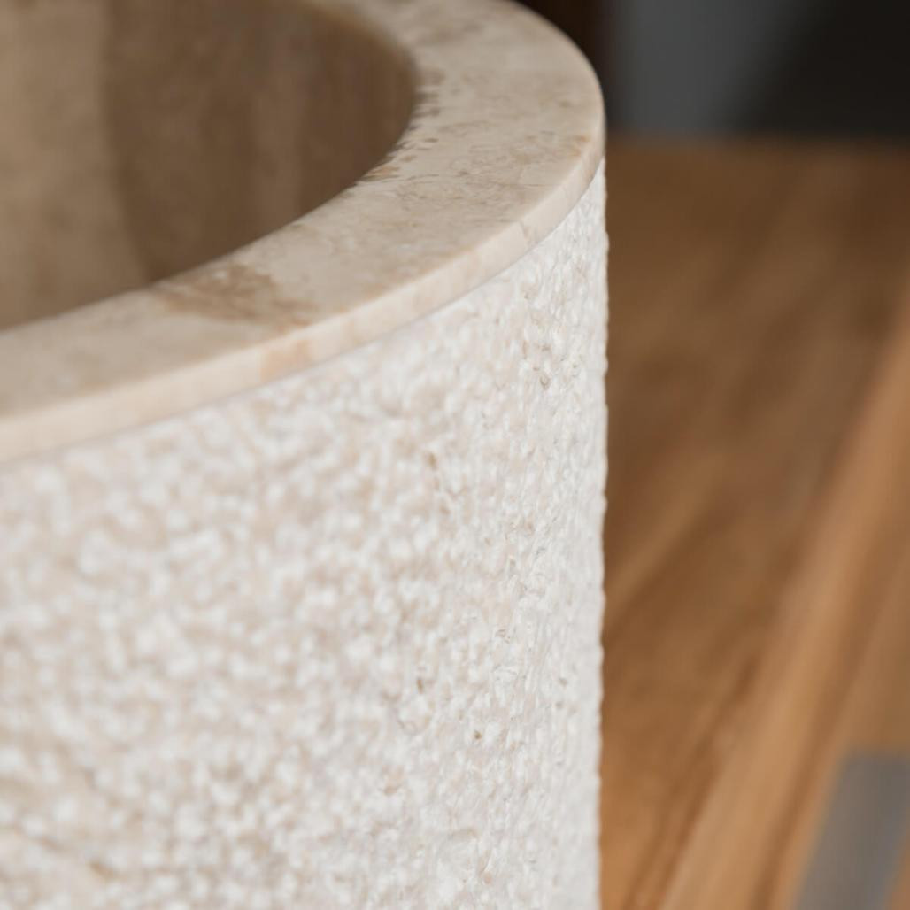 Vasque à poser de salle de bain en marbre Elbe crème 40cm Vasque à poser de salle de bain en marbre Elbe crème 40cm