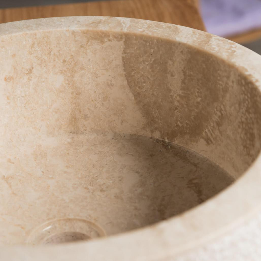 Vasque à poser de salle de bain en marbre Elbe crème 40cm Vasque à poser de salle de bain en marbre Elbe crème 40cm