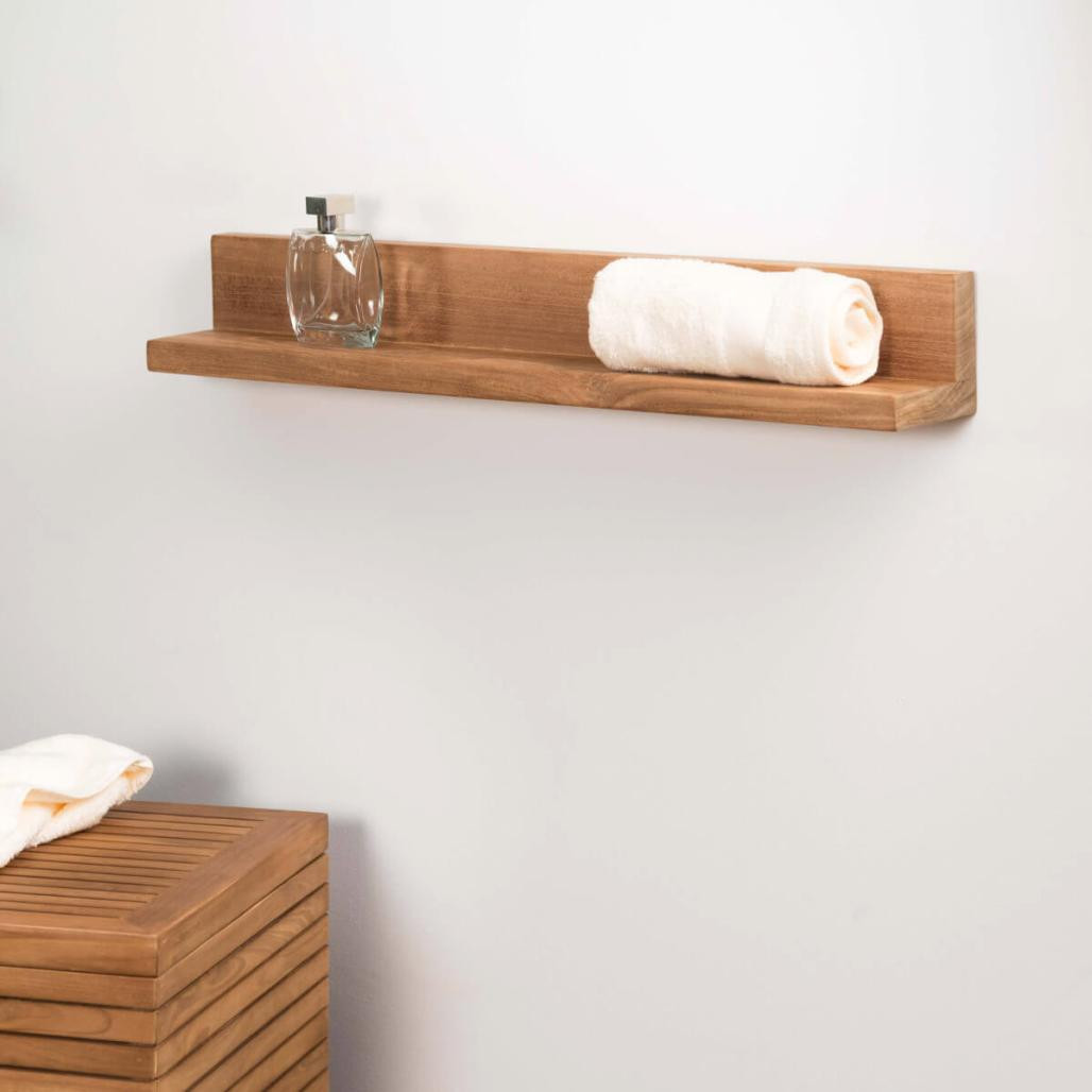 Tablette étagère Camélia salle de bain en teck massif 70cm