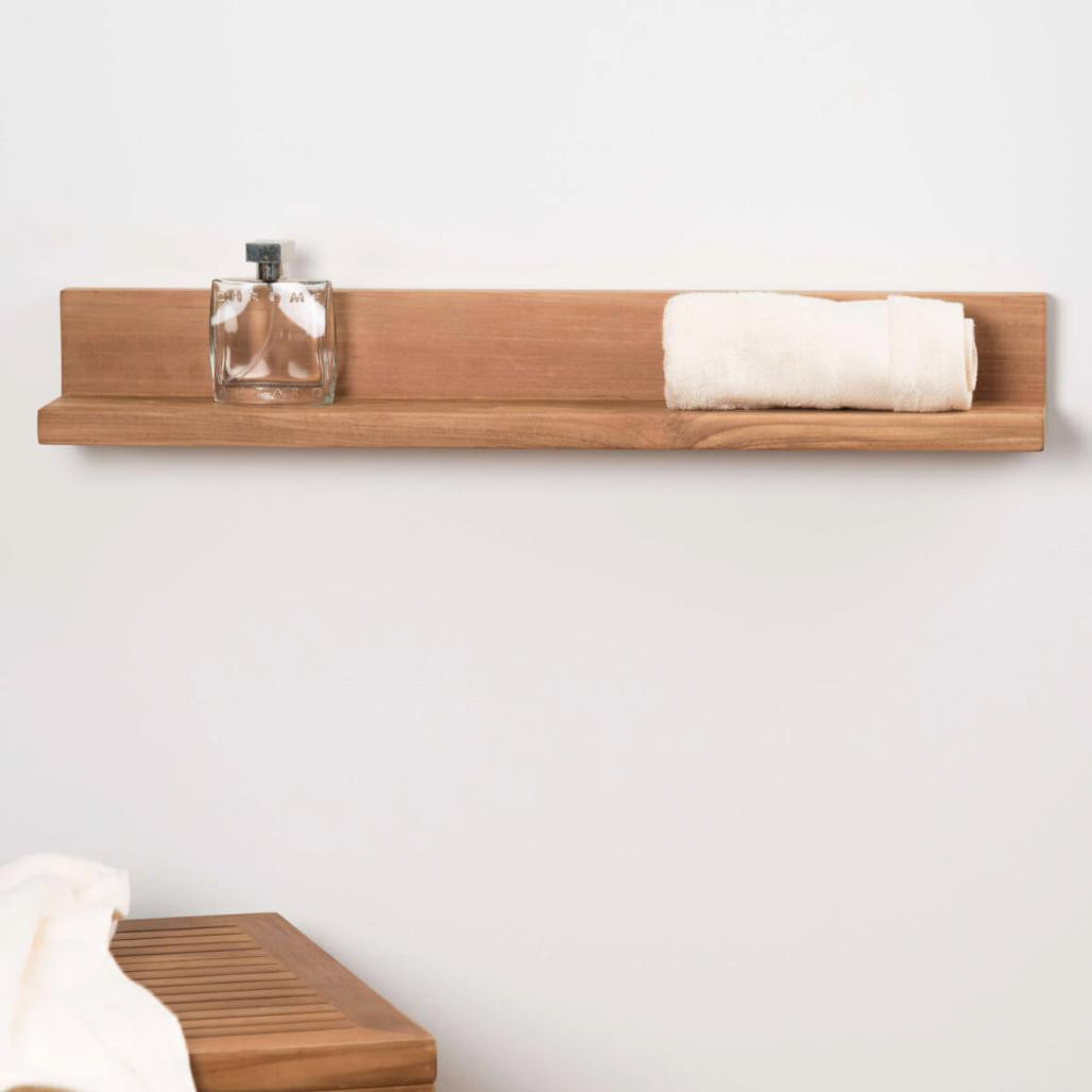 Tablette étagère Camélia salle de bain en teck massif 70cm Tablette étagère Camélia salle de bain en teck massif 70cm