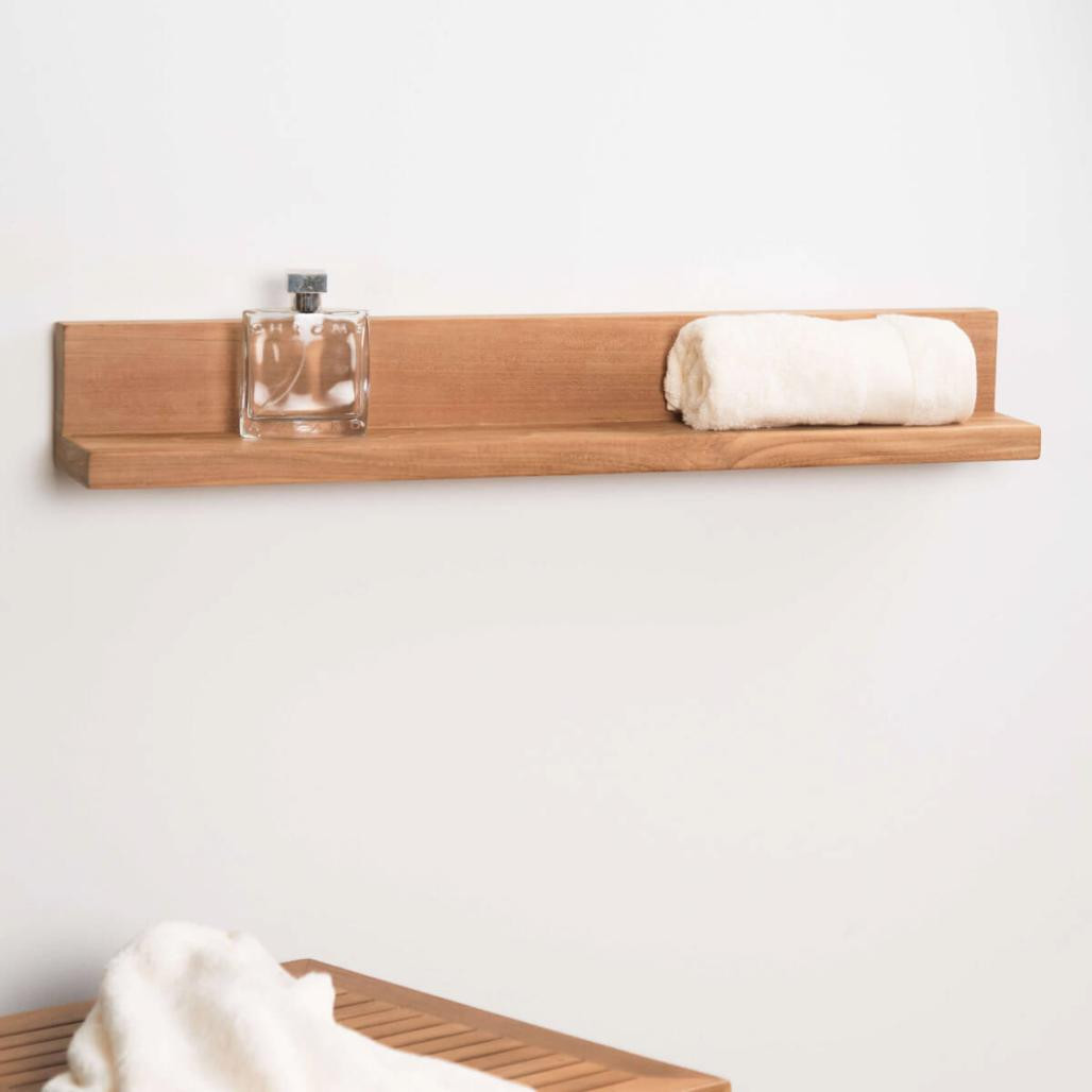 Tablette étagère Camélia salle de bain en teck massif 70cm Tablette étagère Camélia salle de bain en teck massif 70cm