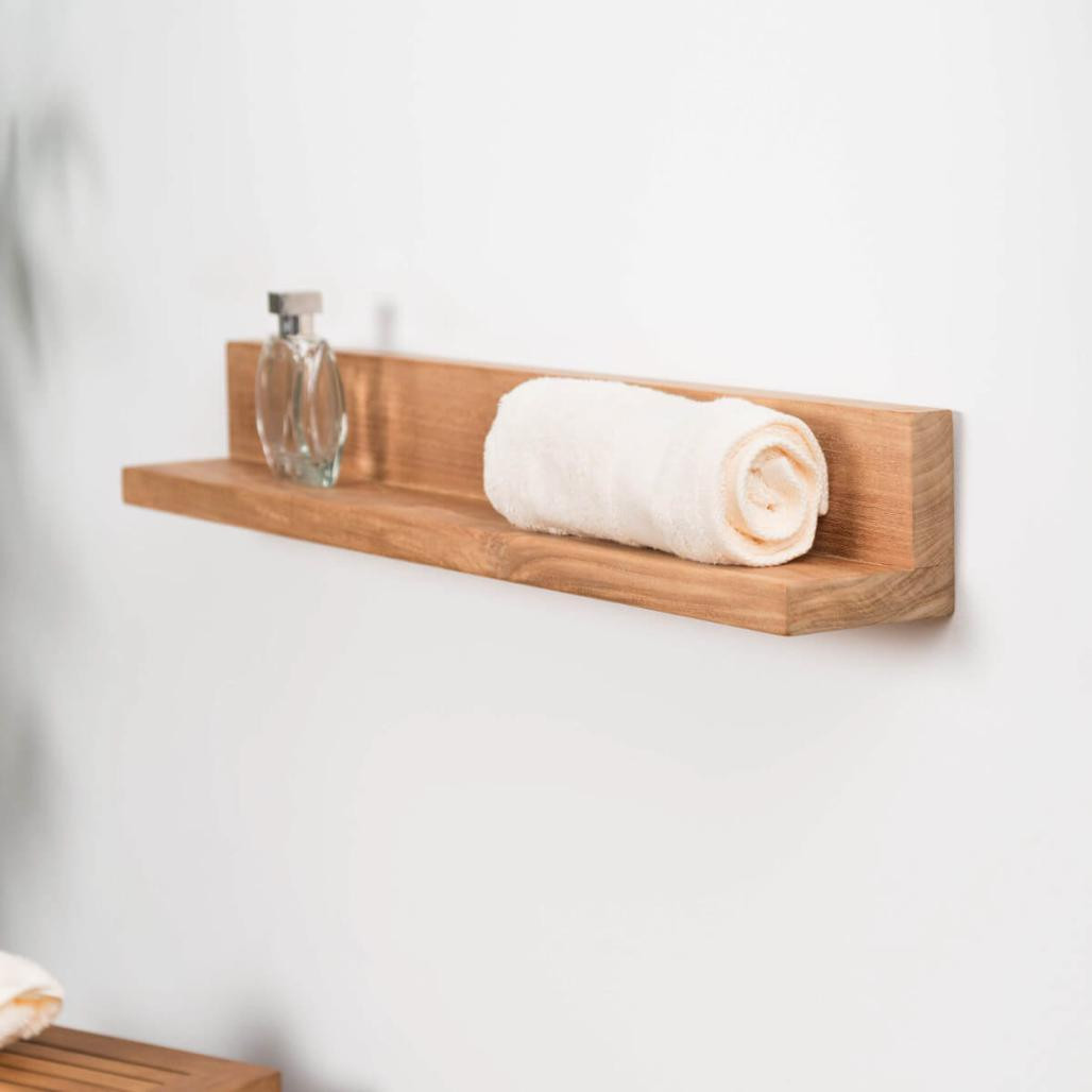 Tablette étagère Camélia salle de bain en teck massif 70cm Tablette étagère Camélia salle de bain en teck massif 70cm