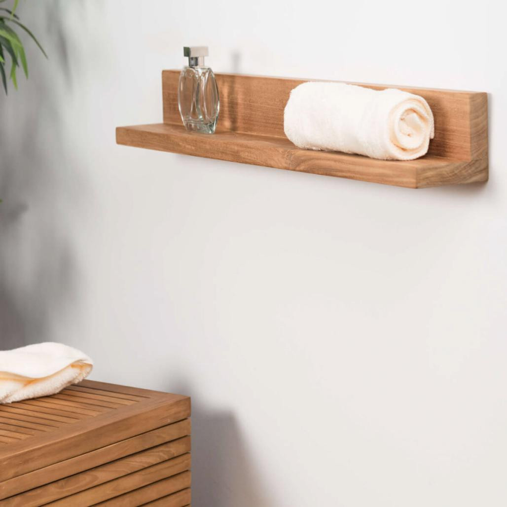 Tablette étagère Camélia salle de bain en teck massif 70cm Tablette étagère Camélia salle de bain en teck massif 70cm