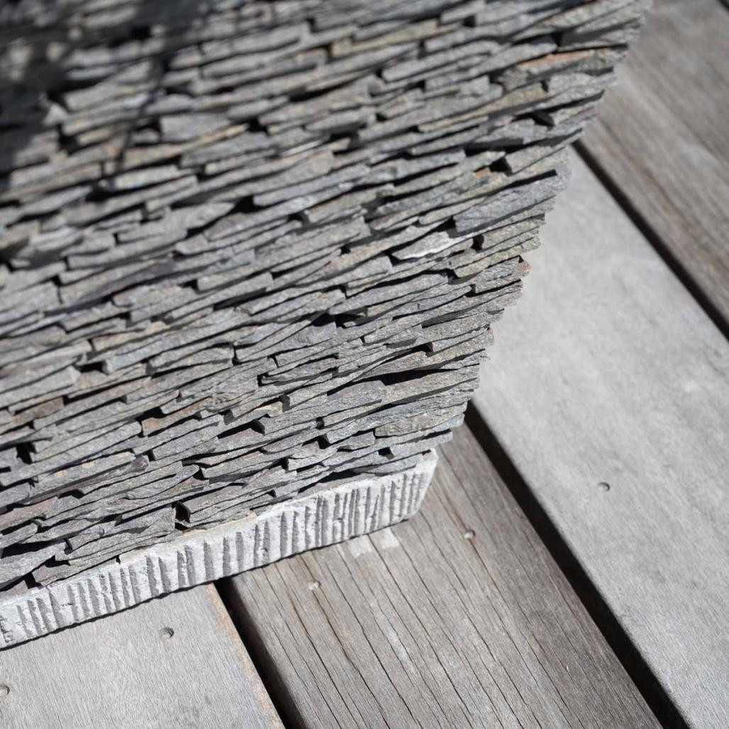 Pot bac jardinière carré ardoise hauteur 50cm pierre naturelle