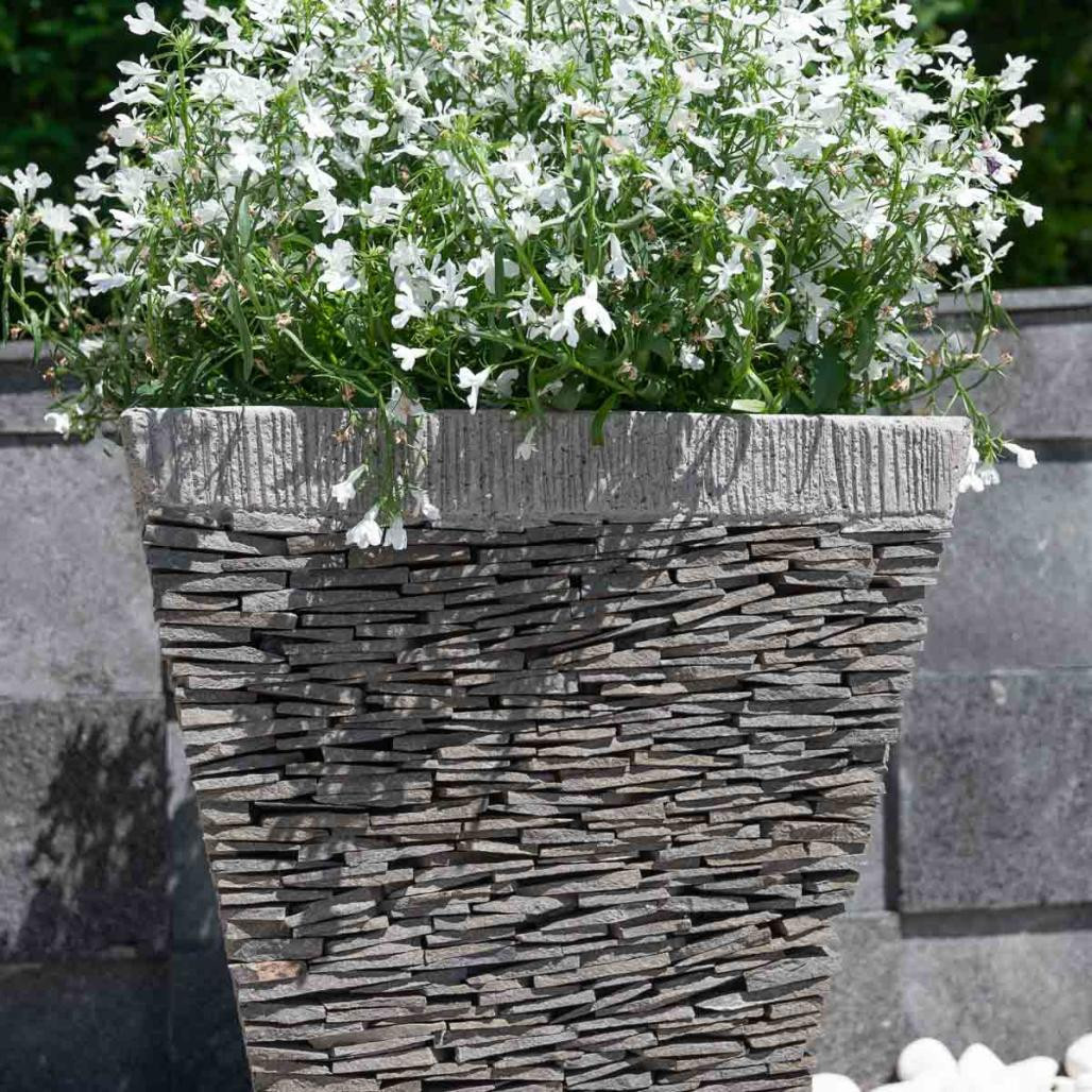 Pot bac jardinière carré ardoise hauteur 50cm pierre naturelle