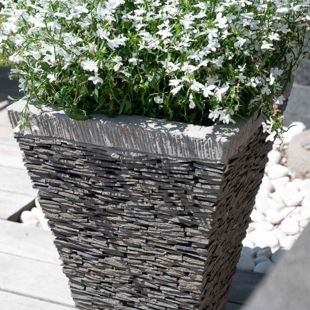 Pot bac jardinière carré ardoise hauteur 50cm pierre naturelle