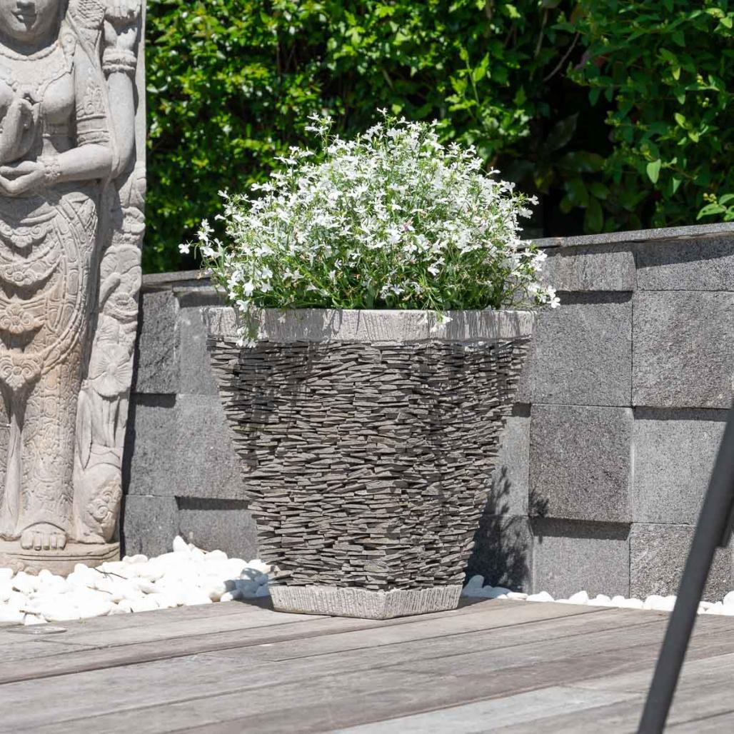 Pot bac jardinière carré ardoise hauteur 50cm pierre naturelle