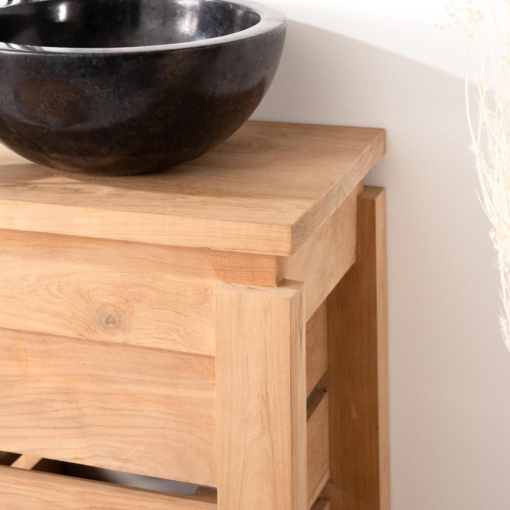 Petit meuble salle de bain wc Zen en teck 40cm