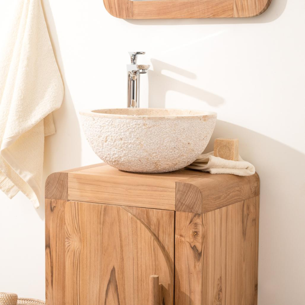 Petit meuble de salle de bain ou wc 44cm en teck massif Petit meuble de salle de bain ou wc 44cm en teck massif