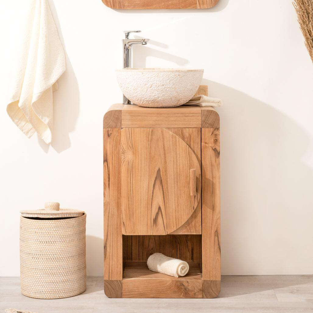 Petit meuble de salle de bain ou wc 44cm en teck massif Petit meuble de salle de bain ou wc 44cm en teck massif