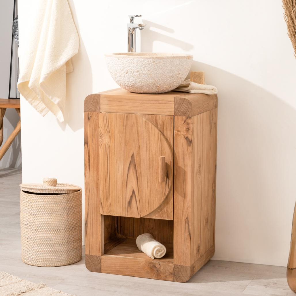Petit meuble de salle de bain ou wc 44cm en teck massif Petit meuble de salle de bain ou wc 44cm en teck massif