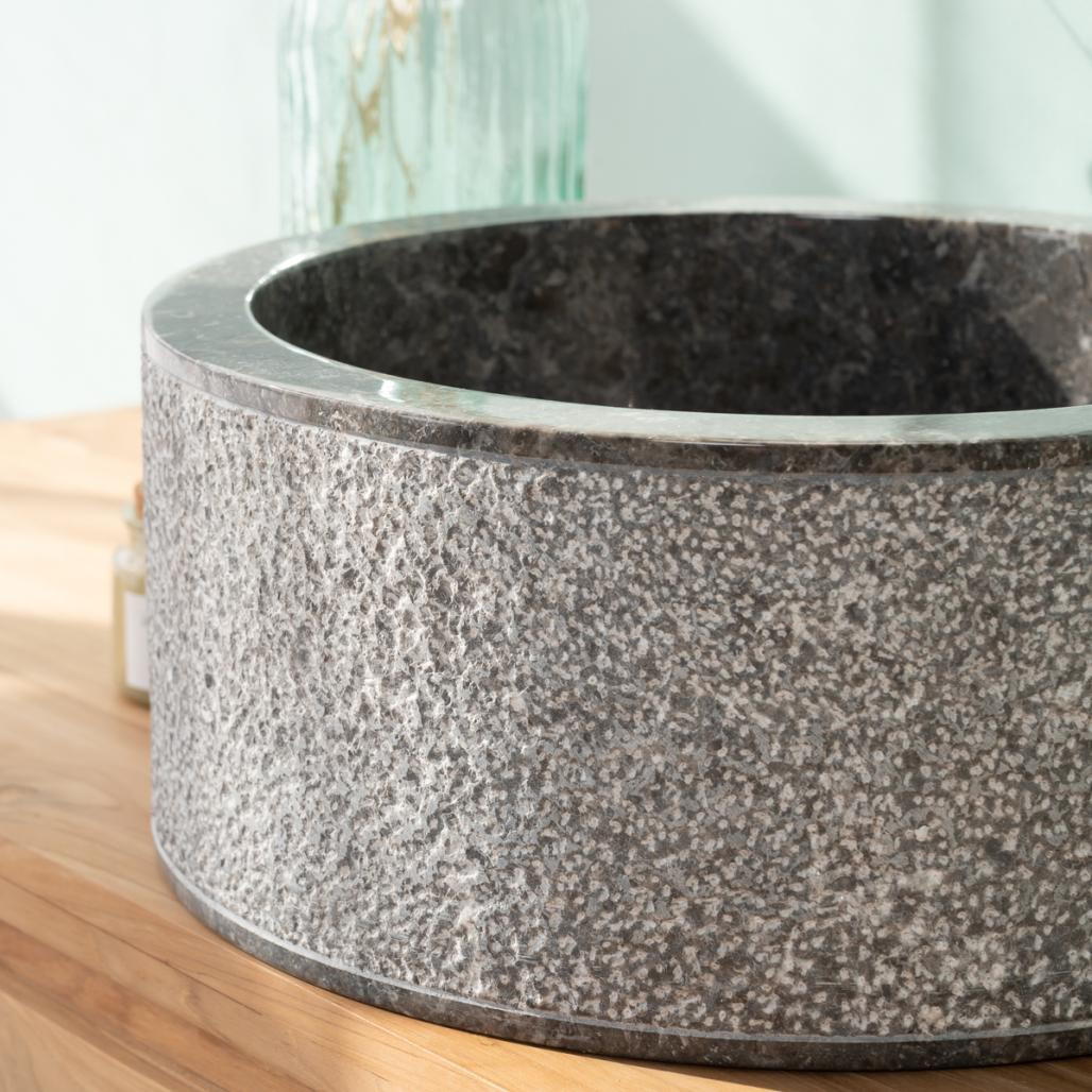 Vasque 35cm lave main salle de bain en marbre Elbe gris