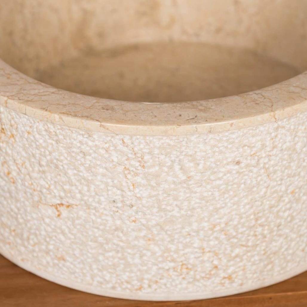 Vasque lave main à poser de salle de bain en marbre Elbe crème 35 Vasque lave main à poser de salle de bain en marbre Elbe crème 35