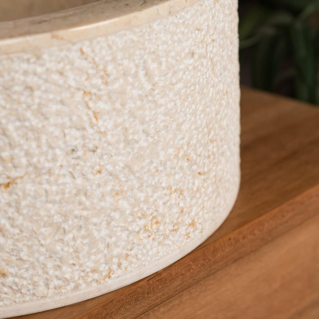 Vasque lave main à poser de salle de bain en marbre Elbe crème 35 Vasque lave main à poser de salle de bain en marbre Elbe crème 35