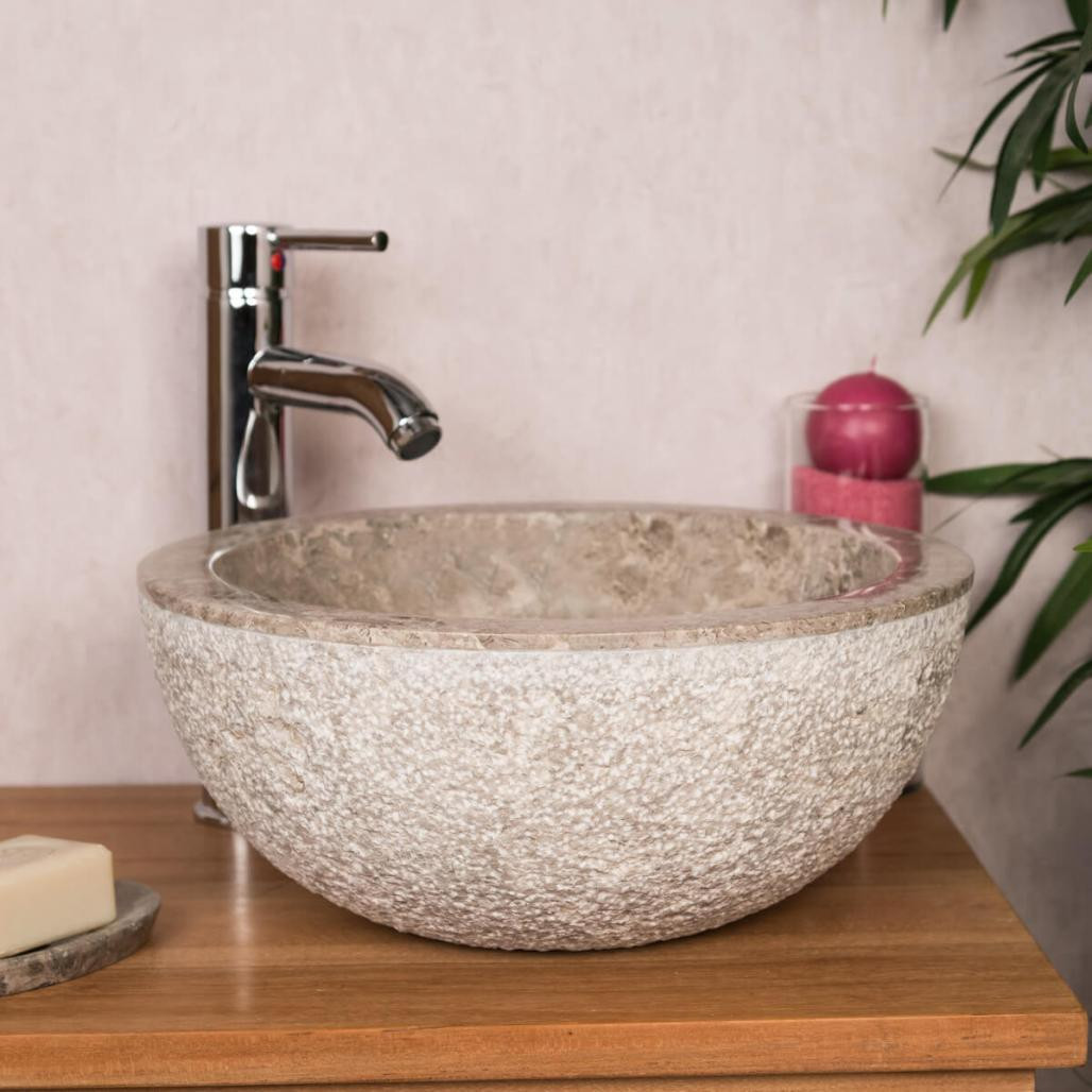 Lave mains en marbre à poser Stromboli gris 35cm