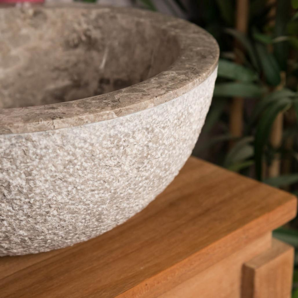 Lave mains en marbre à poser Stromboli gris 35cm Lave mains en marbre à poser Stromboli gris 35cm