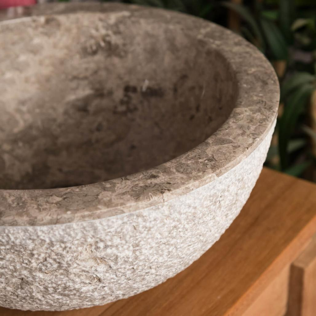 Lave mains en marbre à poser Stromboli gris 35cm Lave mains en marbre à poser Stromboli gris 35cm