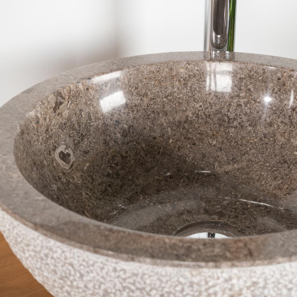 Vasque en marbre à poser Stromboli gris 40cm Vasque en marbre à poser Stromboli gris 40cm