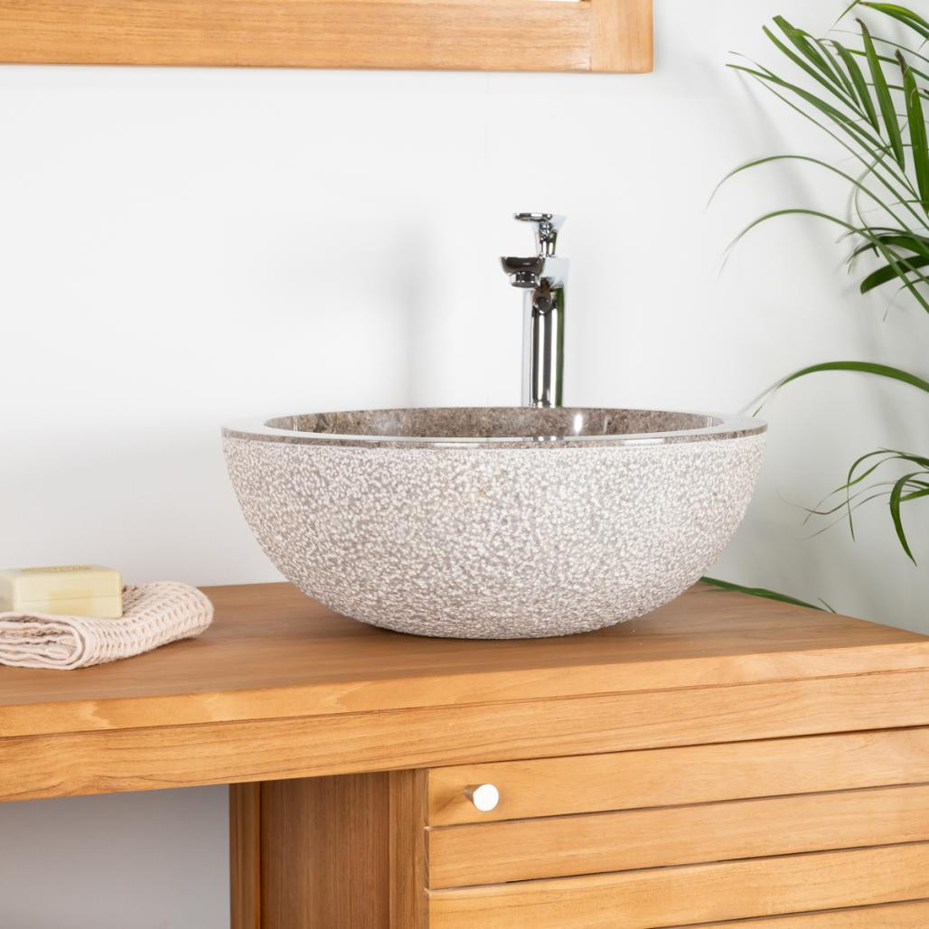 Vasque en marbre à poser Stromboli gris 40cm Vasque en marbre à poser Stromboli gris 40cm