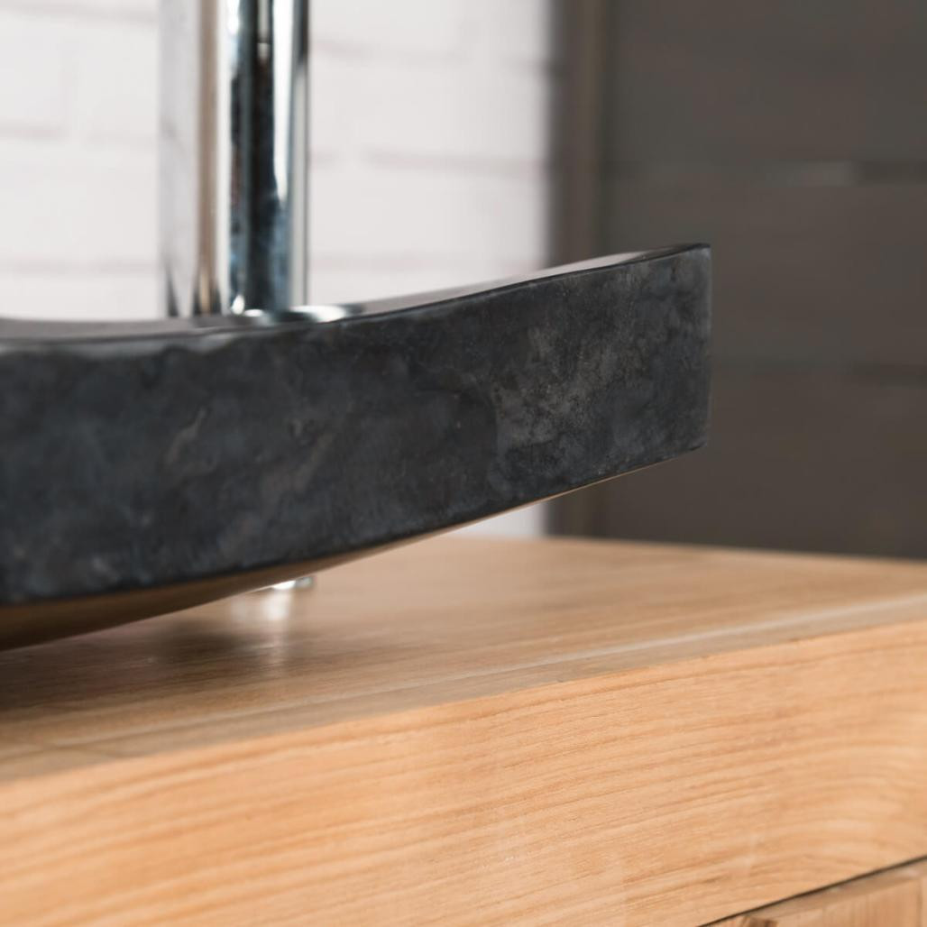 Grande vasque 50cm noir à poser rectangle en marbre Gènes poli Grande vasque 50cm noir à poser rectangle en marbre Gènes poli