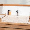 Grande vasque 70cm à poser rectangle en pierre marbre Cosy crème
