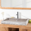 Grande vasque 70cm à poser rectangle en pierre marbre Cosy gris