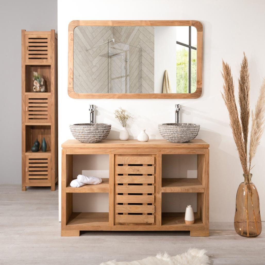 Grand miroir teck rétro 120 x 70