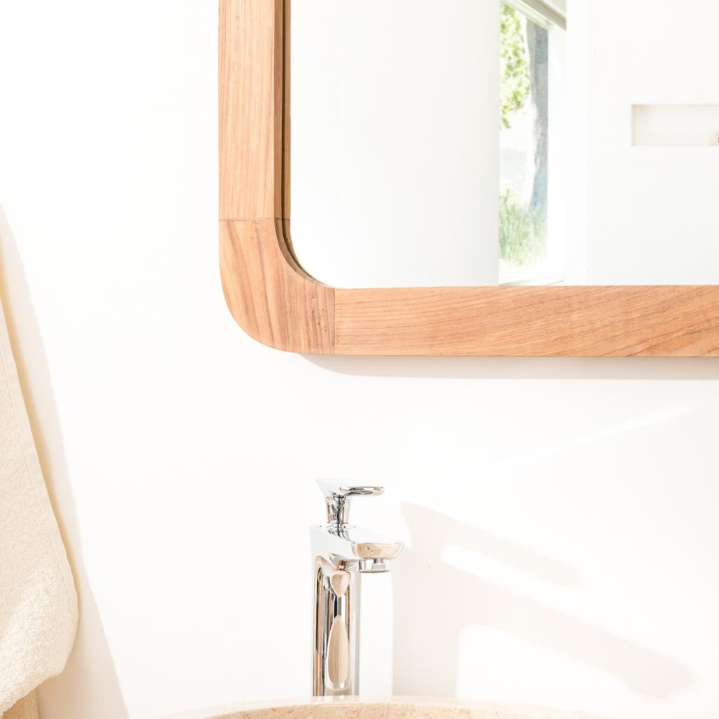 Miroir rétro en teck massif 70 cm x 50cm Miroir rétro en teck massif 70 cm x 50cm