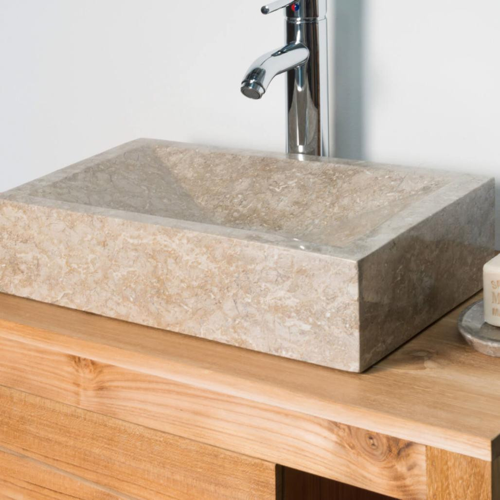 Vasque salle de bain à poser Alexandrie rectangle 30cm x 40cm gris