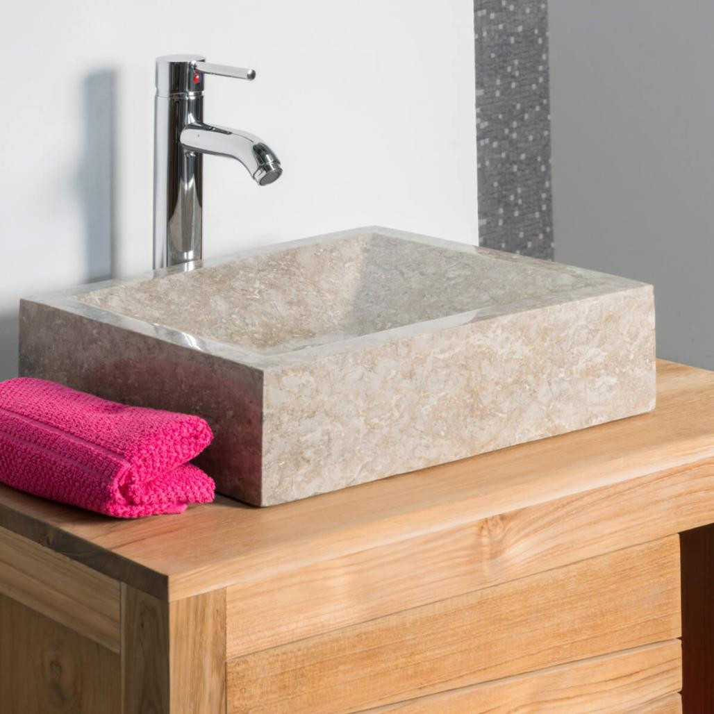 Vasque salle de bain à poser Alexandrie rectangle 30cm x 40cm gris