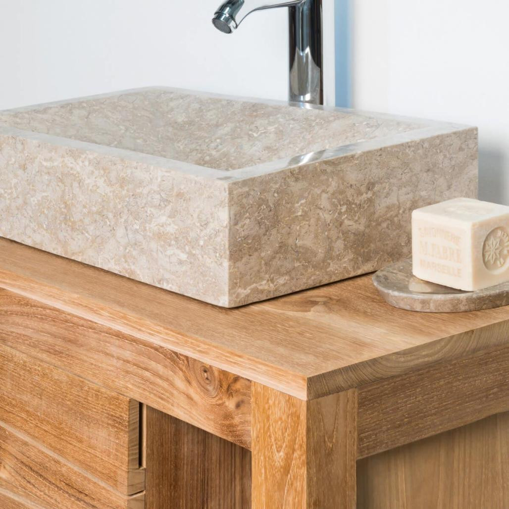 Vasque salle de bain à poser Alexandrie rectangle 30cm x 40cm gris