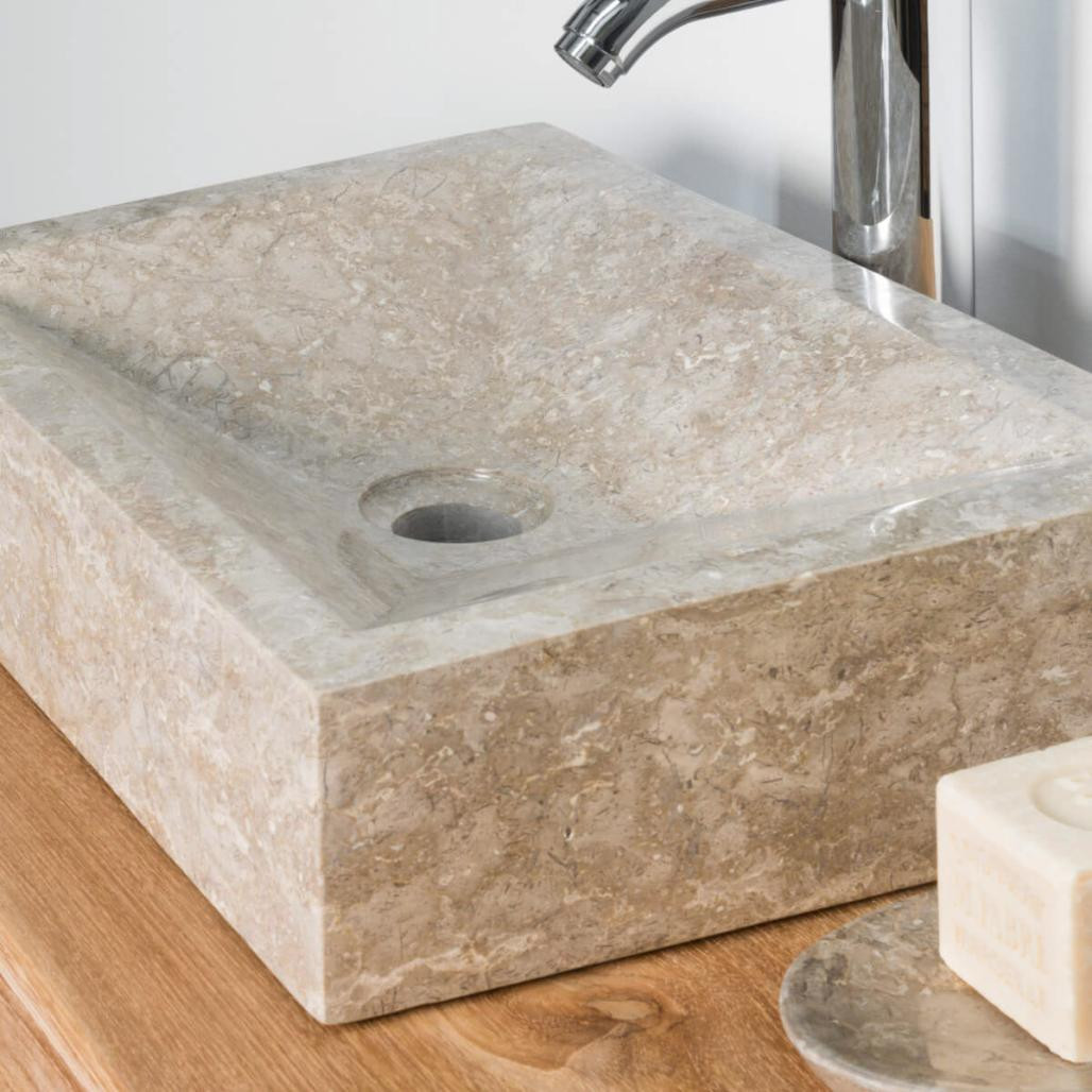 Vasque salle de bain à poser Alexandrie rectangle 30cm x 40cm gris