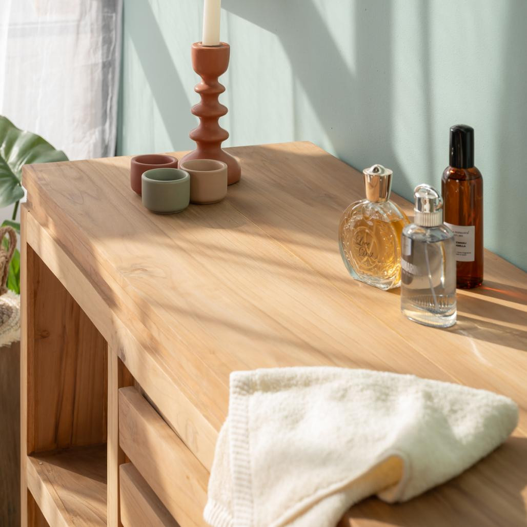 Meuble bas de rangement en teck massif 120 cm Meuble bas de rangement en teck massif 120 cm