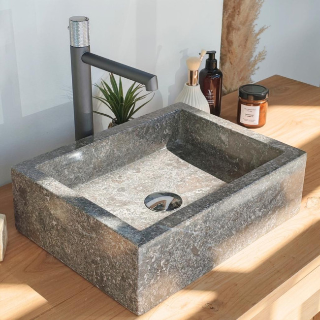 Vasque salle de bain à poser Milan rectangle 30cm x 40cm gris