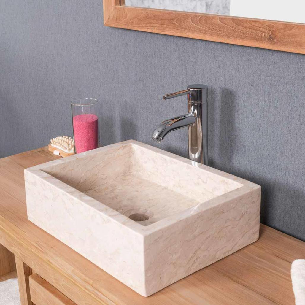 Vasque salle de bain à poser Milan rectangle 30cm x 40cm crème