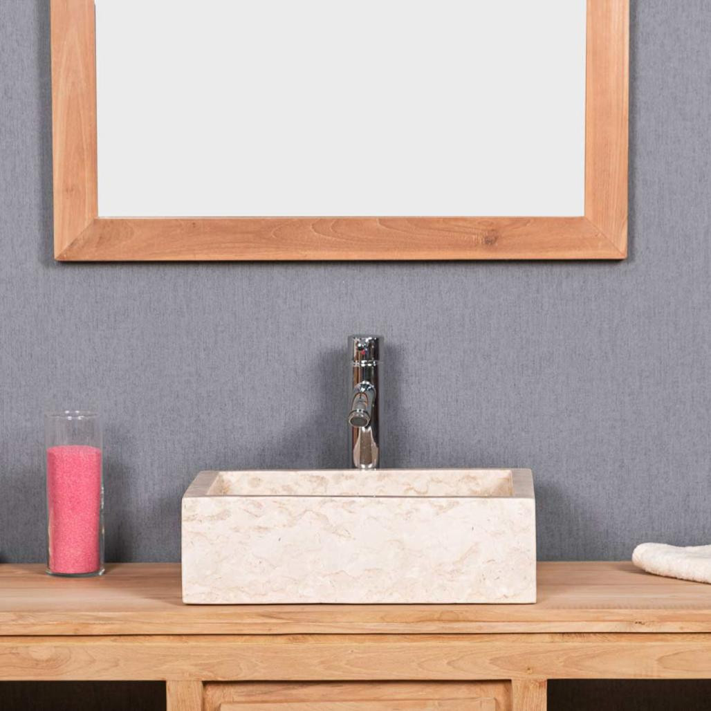 Vasque salle de bain à poser Milan rectangle 30cm x 40cm crème Vasque salle de bain à poser Milan rectangle 30cm x 40cm crème