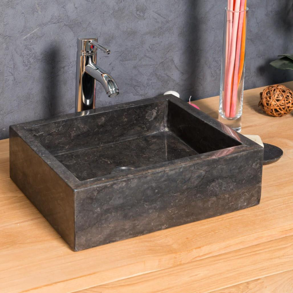 Vasque salle de bain à poser Milan rectangle 30cm x 40cm noir
