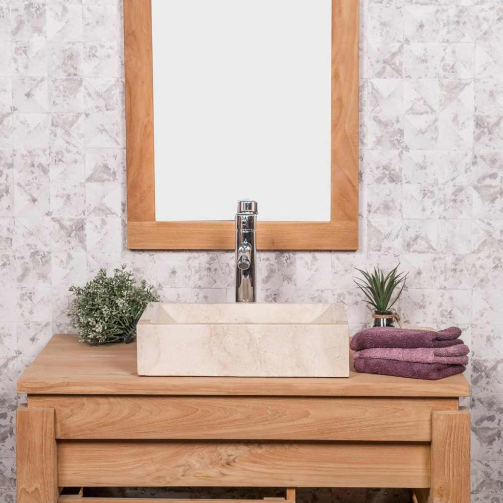 Vasque salle de bain à poser Alexandrie rectangle 30cm x 40cm crème