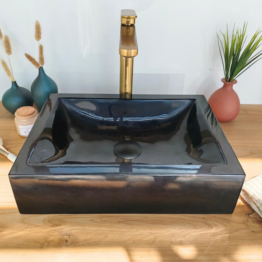 Vasque salle de bain à poser Alexandrie rectangle 30cm x 40cm noir Vasque salle de bain à poser Alexandrie rectangle 30cm x 40cm noir