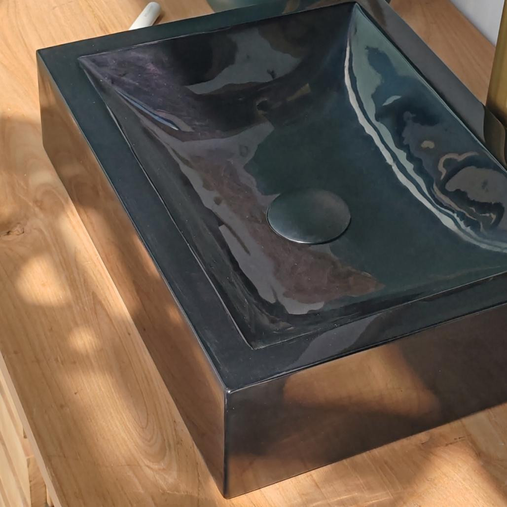 Vasque salle de bain à poser Alexandrie rectangle 30cm x 40cm noir Vasque salle de bain à poser Alexandrie rectangle 30cm x 40cm noir