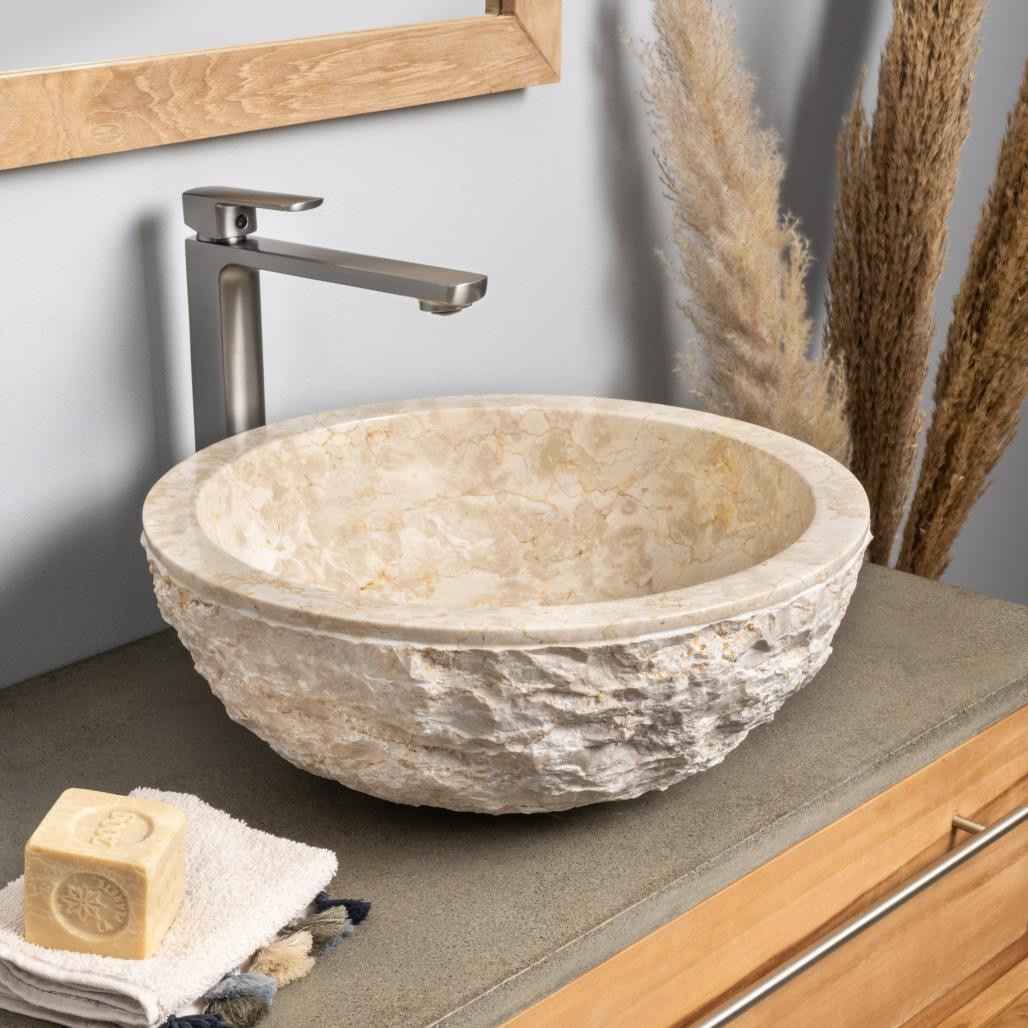Vasque Rome en marbre à poser crème 40cm Vasque Rome en marbre à poser crème 40cm
